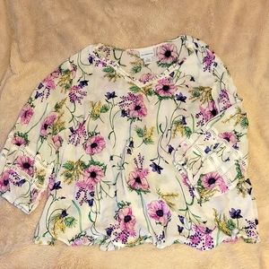 Beautiful Liz Claiborne Spring floral sheer blouse